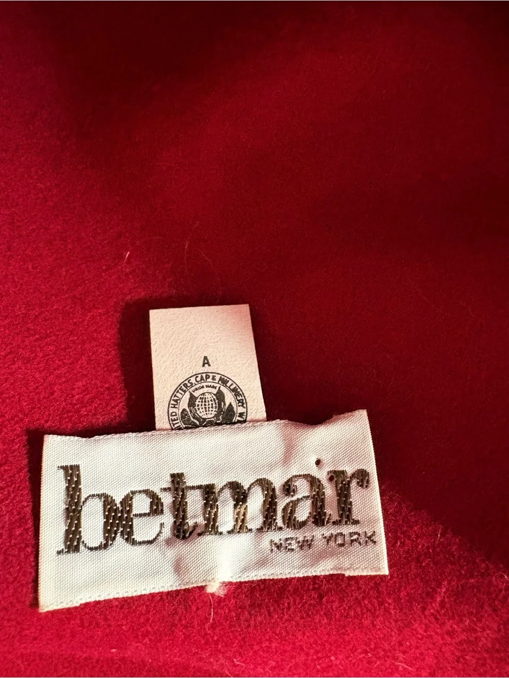 betmar Red Felt Fedora with Ribbon and Feather Accent